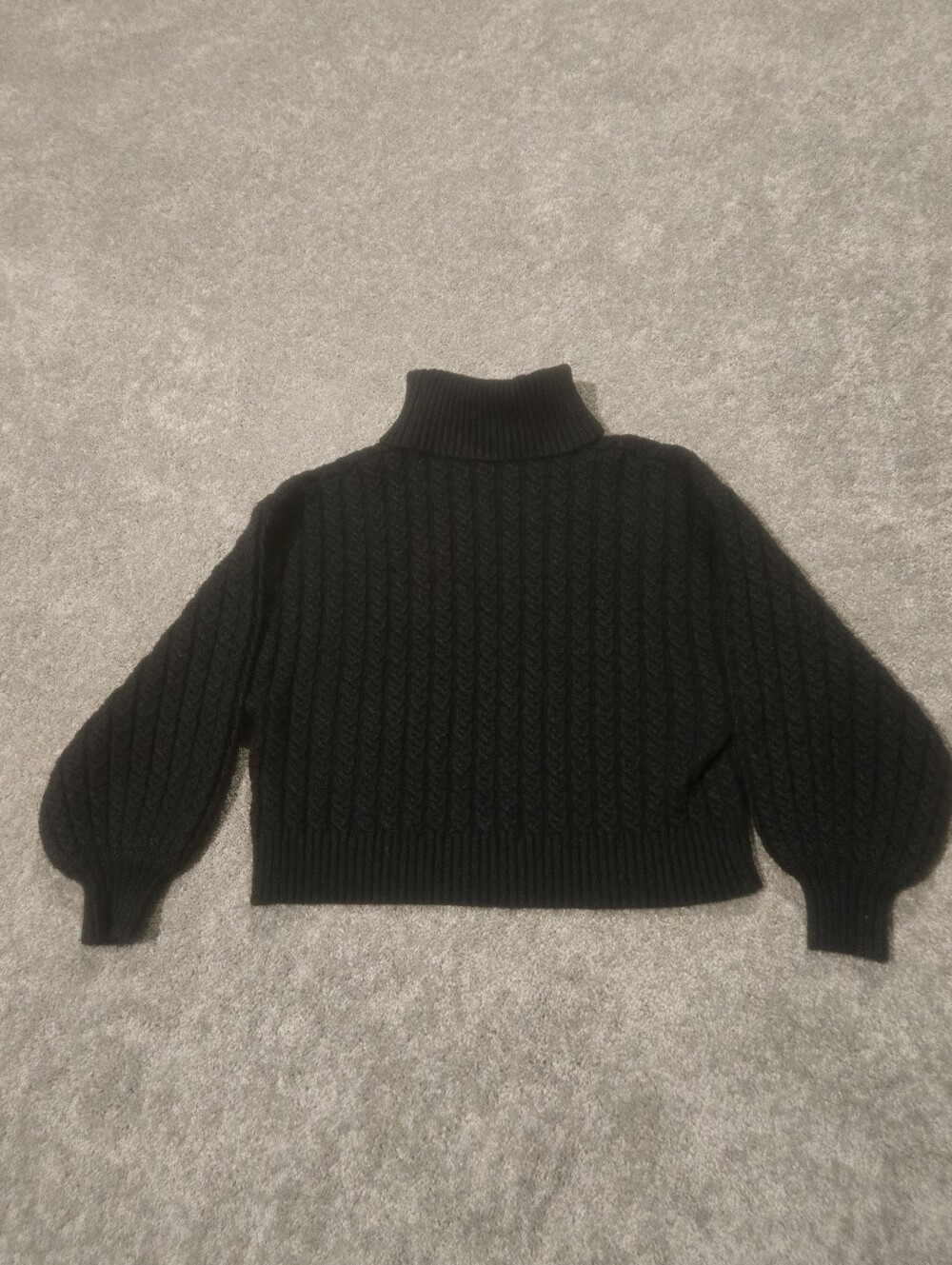 T Tahari Black Cable Turtleneck Sweater